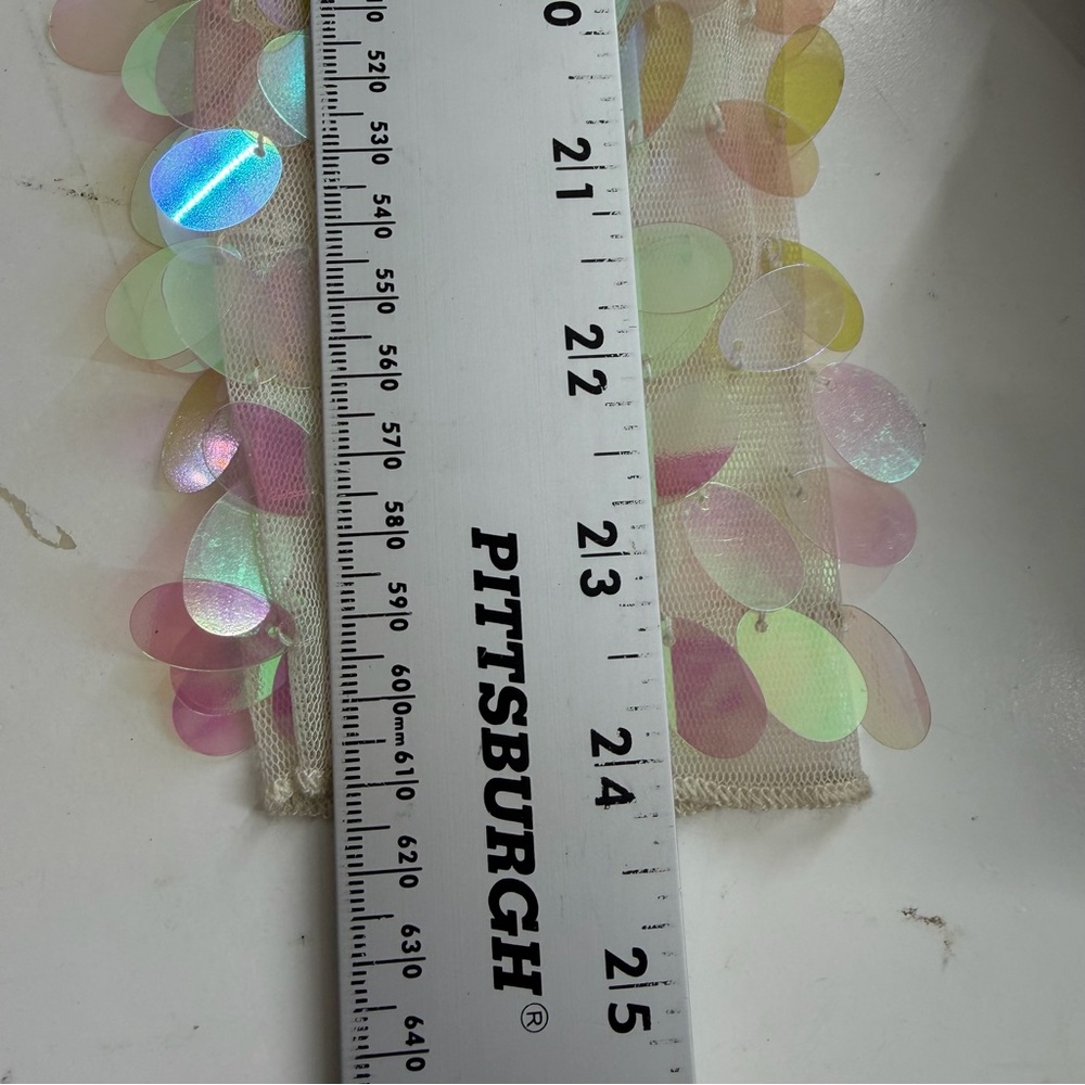 Mustard Seed Sequin Mesh Sheer Top Small Iridescent Y2K Festival Rave Party Glam - Picture 10 of 11